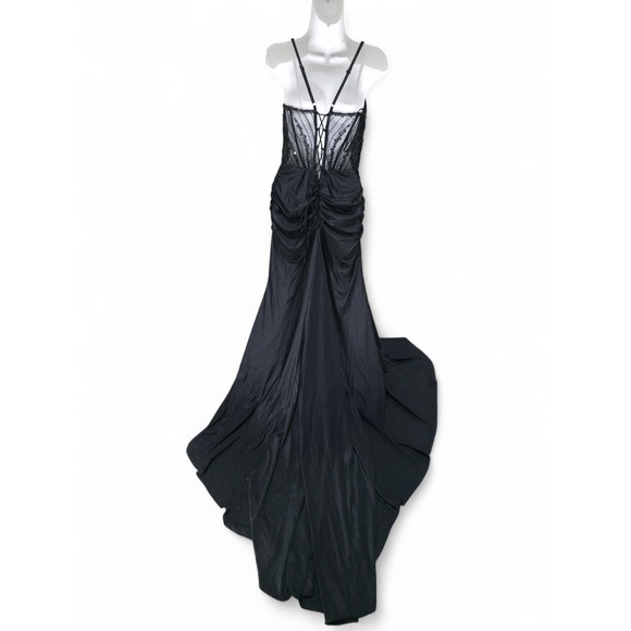 Black Sparkle Corset Slit Gown Formal Evening Special Occasion Size M - Picture 7 of 7